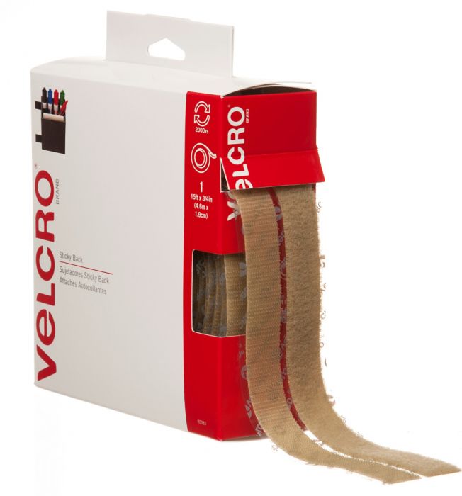  VELCRO Brand Sticky Back Tape, Beige, 15 Ft Roll, Cut to  Length Hook and Loop Strips with Adhesive