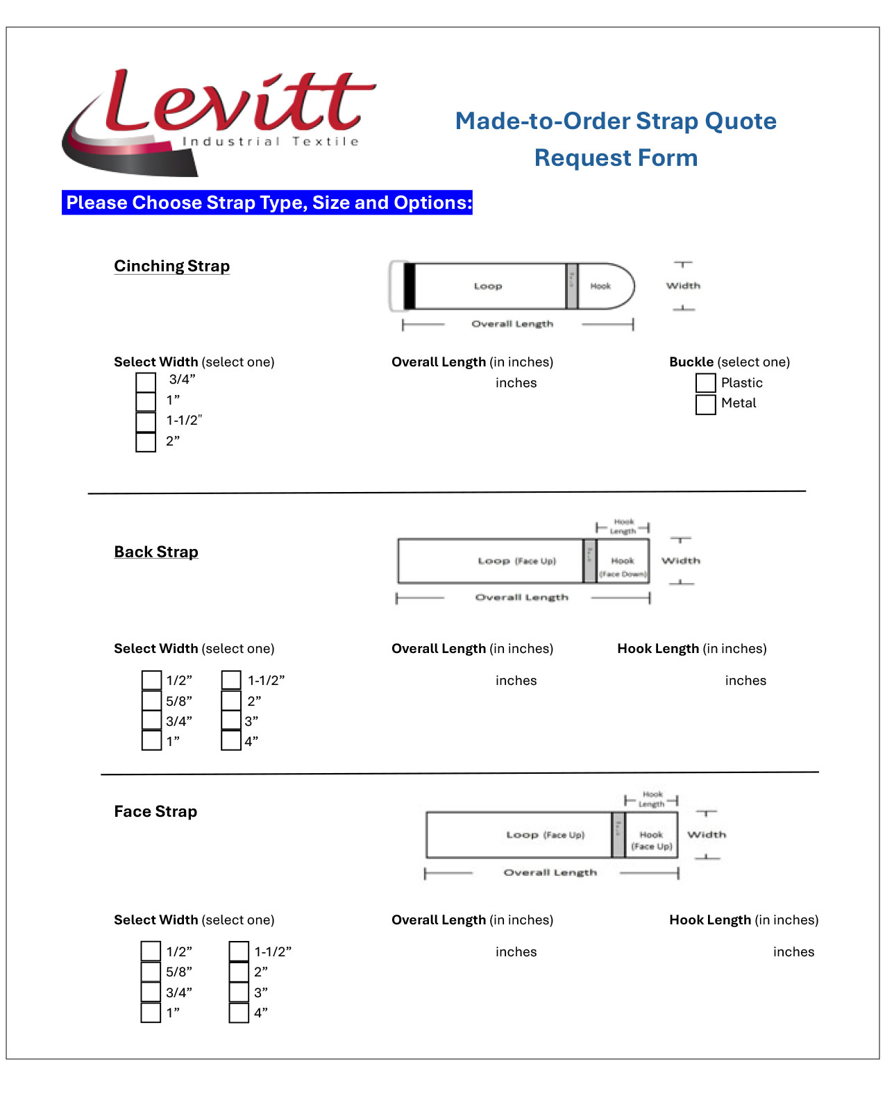 Made-to-Order Strap Quote Request Form